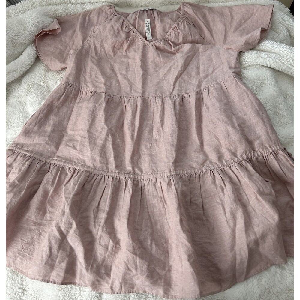 NWT Madewell Linen Blend Lorelei Mini Babydoll Dress Pink Women’s Size XXL - Picture 2 of 6